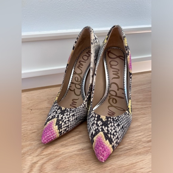 Sam Edelman Danna Lilac yellow snake print high heel 6.5 - Picture 1 of 10